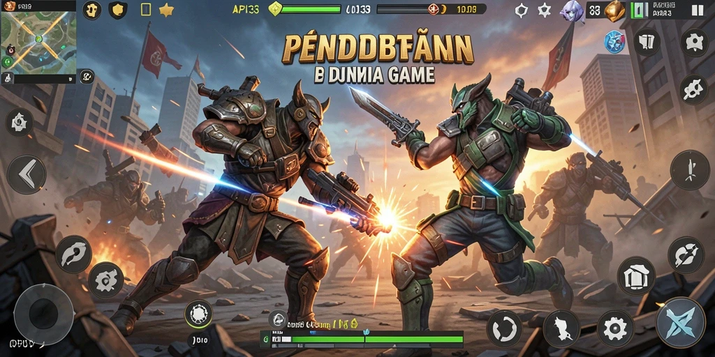 Screenshot menunjukkan pertarungan seru di API33 dengan karakter yang beraksi.