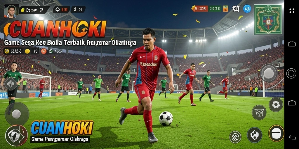 Screenshot CUANHOKI menampilkan aksi seru di lapangan sepak bola.
