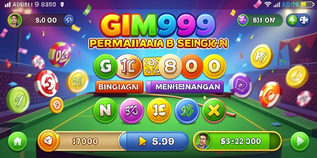 Tampilan gameplay seru dalam GIM999 yang menampilkan momen menang Bingo.