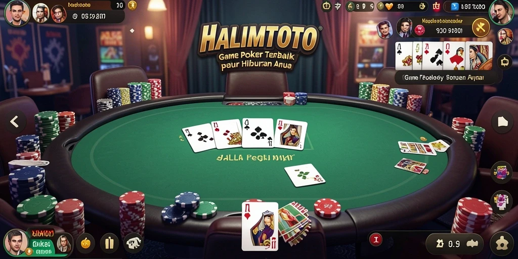 Tampilan gameplay poker yang seru di HALIMTOTO.