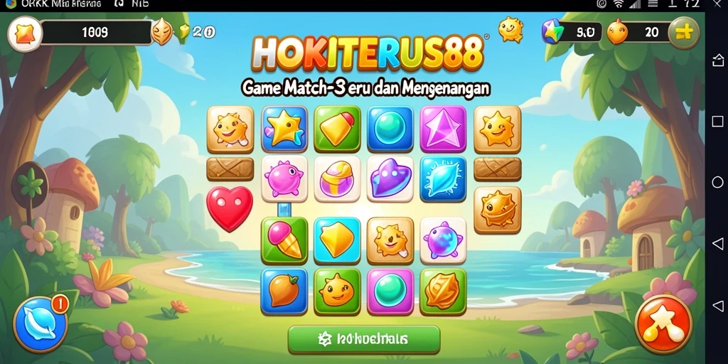 Screenshot menampilkan permainan seru HOKITERUS88 di level Match-3.