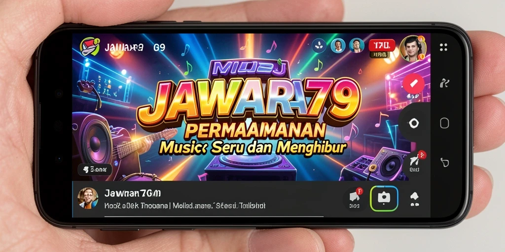 Screenshot utama JAWARA79 menampilkan gameplay musik yang seru dan interaktif.