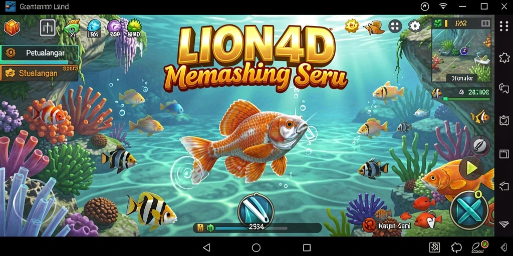 Screenshot gameplay LION4D menampilkan pengalaman memancing yang seru dan memikat.