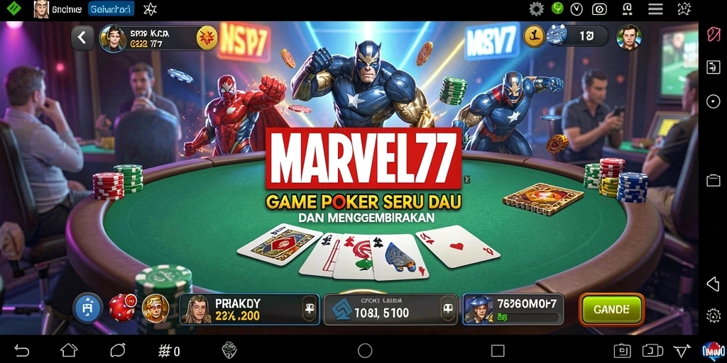 Screenshot utama MARVEL77 menampilkan aksi seru permainan Poker.