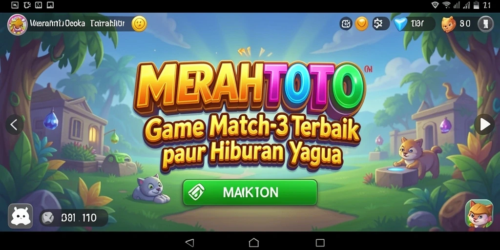 Screenshot utama MERAHTOTO menampilkan keseruan gameplay Match-3.