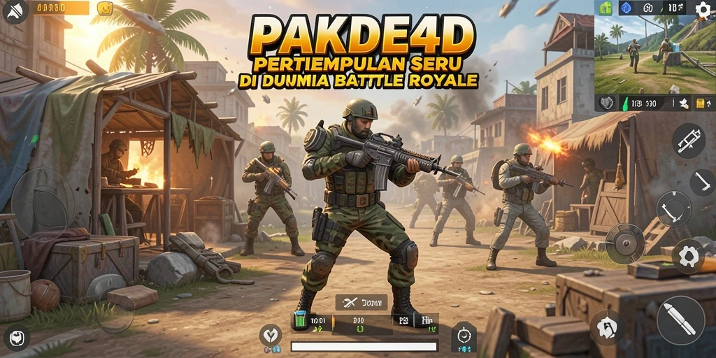 Tangkapan layar menunjukkan karakter dalam aksi Battle Royale.