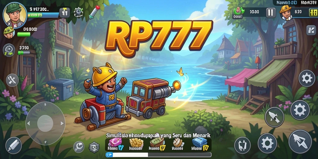 Tampilan gameplay RP777 yang menarik dengan karakter dan rumah kustomisasi.