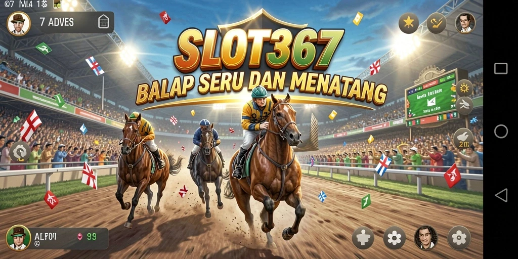 Screenshot menunjukkan aksi balap mendebarkan dalam SLOT367.