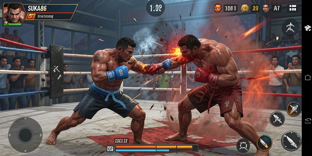 Screenshot gameplay <strong>SUKA86</strong> menampilkan aksi pertarungan yang intens dan mendebarkan.