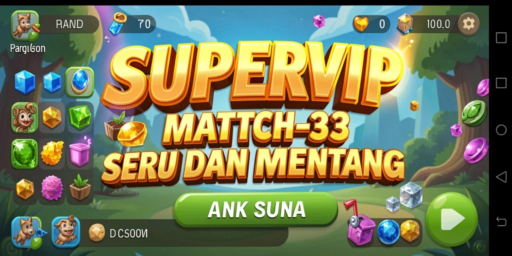 Tampilan gameplay seru dari game Match-3 SUPERVIP.