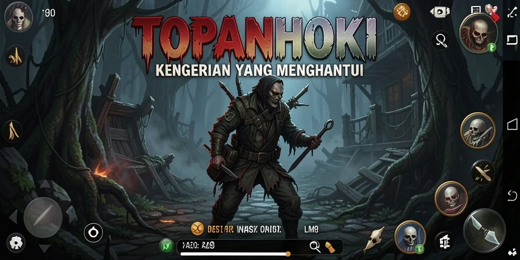 Tampilan gameplay TOPANHOKI yang menegangkan dan menyeramkan.
