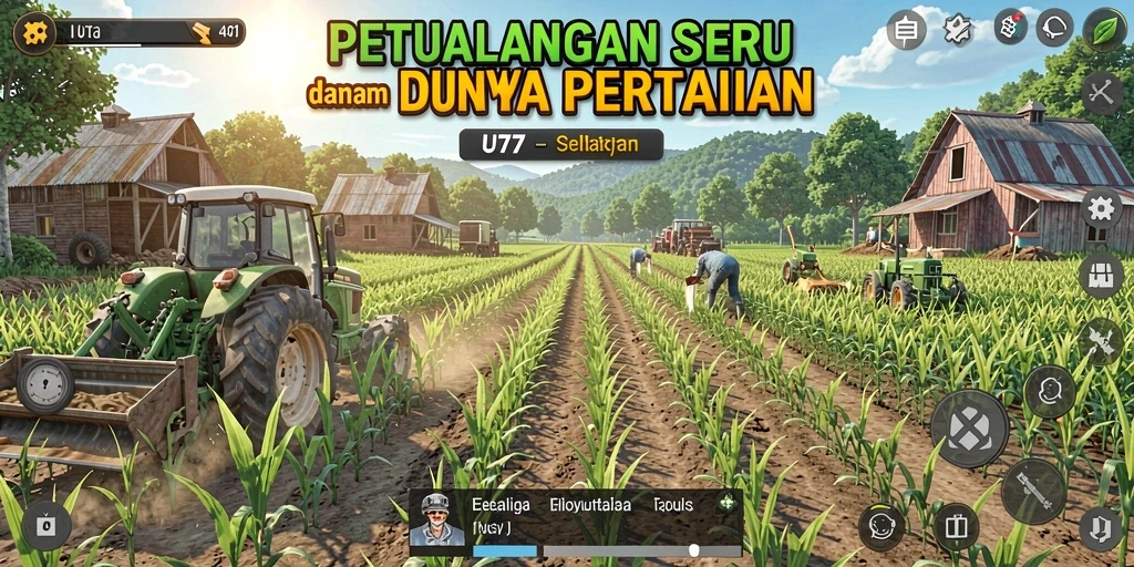 Tangkapan layar UT77 menampilkan gameplay menarik di ladang pertanian.